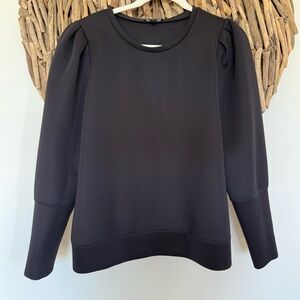 Stella & Dot Black Sweatshirt with Puff Sleeves